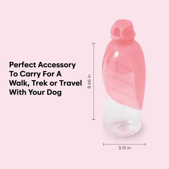 United Pets Leaf Design Silicone Dog Travel Water Dispenser Pink United Pets Leaf Design Silicone Dog Travel Water Dispenser Pink