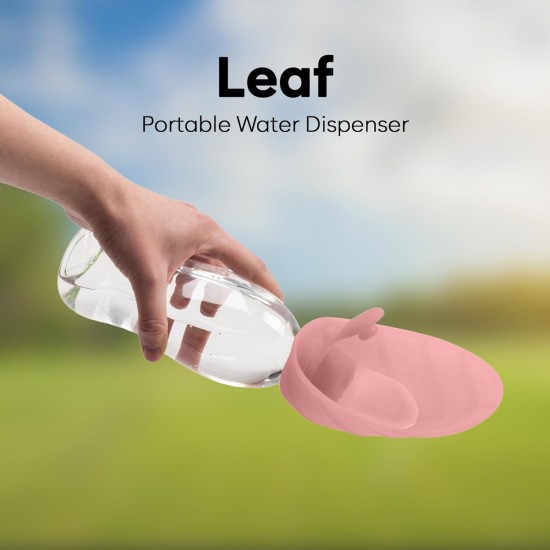 United Pets Leaf Design Silicone Dog Travel Water Dispenser Pink United Pets Leaf Design Silicone Dog Travel Water Dispenser Pink