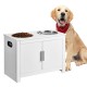 VEVOR Dog Cupboard Feeding Station with 2 Stainless Steel Bowls 60 x 30 x 44 cm, Raised Dog Bowls with Storage Space, Pet Food Cabinet, Feeding Bowl with Double Door, Bowl Bar, Dog Bar for Extra Large