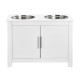 VEVOR Dog Cupboard Feeding Station with 2 Stainless Steel Bowls 60 x 30 x 44 cm, Raised Dog Bowls with Storage Space, Pet Food Cabinet, Feeding Bowl with Double Door, Bowl Bar, Dog Bar for Extra Large