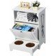 VEVOR Dog Cupboard Feeding Station with 2 Stainless Steel Bowls 60 x 35 x 80 cm, Raised Dog Bowls with Storage Space, Pet Food Cabinet, Feeding Bowl, Dog Bowl Stand, Bowl Bar, Dog Bar for Small Dogs