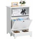 VEVOR Dog Cupboard Feeding Station with 2 Stainless Steel Bowls 60 x 35 x 80 cm, Raised Dog Bowls with Storage Space, Pet Food Cabinet, Feeding Bowl, Dog Bowl Stand, Bowl Bar, Dog Bar for Small Dogs