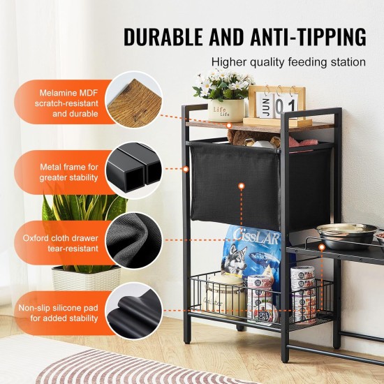 VEVOR Feeding Station 92 x 27 x 75 cm, Raised Dog Bowls, Raised Stand for Dog Bowl, Dog Bowl Stand, Bowl Holder with Shelves, Dog Bar for Large, Medium & Small Dogs VEVOR Feeding Station 92 x 27 x 75 cm, Raised Dog Bowls, Raised Stand for Dog Bowl, Dog Bowl Stand, Bowl Holder with Shelves, Dog Bar for Large, Medium & Small Dogs