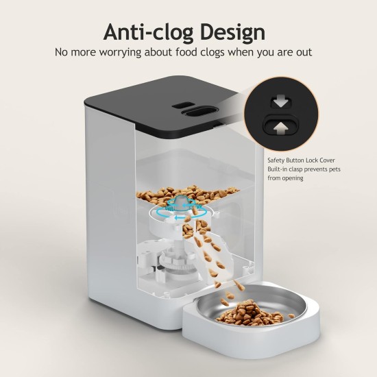 VOLUAS 4L Automatic Pet Feeder for Cats and Dogs, Timed Cat Feeder Station, Programmable Portion Size Control, 4 Meals a Day, 10s Voice Recorder (White) VOLUAS 4L Automatic Pet Feeder for Cats and Dogs, Timed Cat Feeder Station, Programmable Portion Size Control, 4 Meals a Day, 10s Voice Recorder (White)