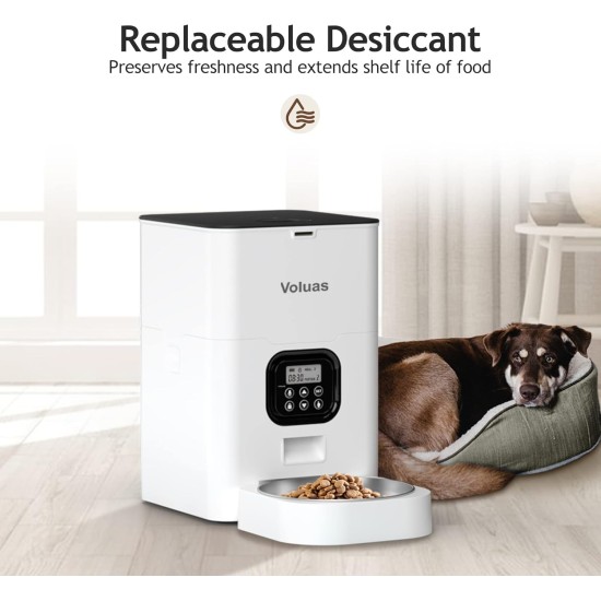 VOLUAS 4L Automatic Pet Feeder for Cats and Dogs, Timed Cat Feeder Station, Programmable Portion Size Control, 4 Meals a Day, 10s Voice Recorder (White) VOLUAS 4L Automatic Pet Feeder for Cats and Dogs, Timed Cat Feeder Station, Programmable Portion Size Control, 4 Meals a Day, 10s Voice Recorder (White)