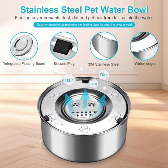 Water Bowl for Dogs, 1L, Leak-Proof, Stainless Steel Feeding Bowl for Large Dogs, Slow Drinking, Splashproof, Water Dispenser, Floating Bowl, Dirt-Free (1L) Water Bowl for Dogs, 1L, Leak-Proof, Stainless Steel Feeding Bowl for Large Dogs, Slow Drinking, Splashproof, Water Dispenser, Floating Bowl, Dirt-Free (1L)