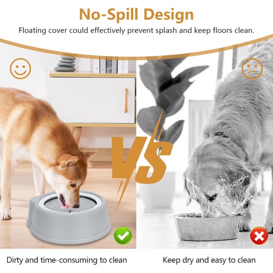 Water Bowl for Dogs, Splash Free, No Spill, Anti Choking Vehicle Water Bowl for Dogs, Cats, Puppies, Kittens, 1L Large Capacity (Grey) Water Bowl for Dogs, Splash Free, No Spill, Anti Choking Vehicle Water Bowl for Dogs, Cats, Puppies, Kittens, 1L Large Capacity (Grey)