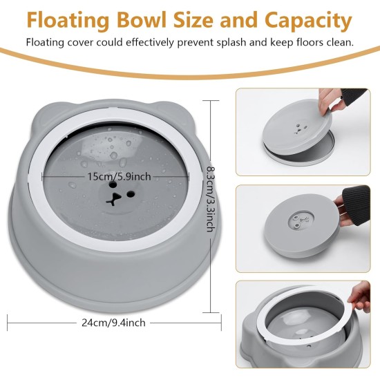 Water Bowl for Dogs, Splash Free, No Spill, Anti Choking Vehicle Water Bowl for Dogs, Cats, Puppies, Kittens, 1L Large Capacity (Grey) Water Bowl for Dogs, Splash Free, No Spill, Anti Choking Vehicle Water Bowl for Dogs, Cats, Puppies, Kittens, 1L Large Capacity (Grey)