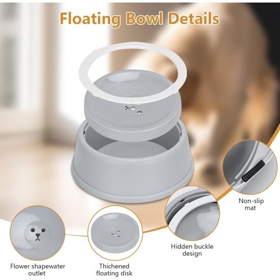 Water Bowl for Dogs, Splash Free, No Spill, Anti Choking Vehicle Water Bowl for Dogs, Cats, Puppies, Kittens, 1L Large Capacity (Grey) Water Bowl for Dogs, Splash Free, No Spill, Anti Choking Vehicle Water Bowl for Dogs, Cats, Puppies, Kittens, 1L Large Capacity (Grey)