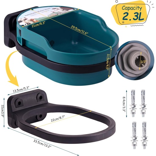 Water Bowl for Dogs Water Bowl Drinking Bowl Wall Mounted 2.3 L Automatic Filling Water Drinker for Pets with Float Valve Pet Drinker Water Bowl for Dogs Water Bowl Drinking Bowl Wall Mounted 2.3 L Automatic Filling Water Drinker for Pets with Float Valve Pet Drinker