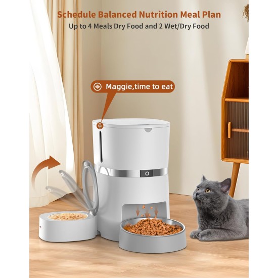 WellToBe Smart Automatic Cat & Dog Feeder WiFi Automatic Feeder for 2 Cats, Pet Feeder with Timer, Sound Recording Function, App Control, Portion, for 6 Meals a Day (Black) WellToBe Smart Automatic Cat & Dog Feeder WiFi Automatic Feeder for 2 Cats, Pet Feeder with Timer, Sound Recording Function, App Control, Portion, for 6 Meals a Day (Black)