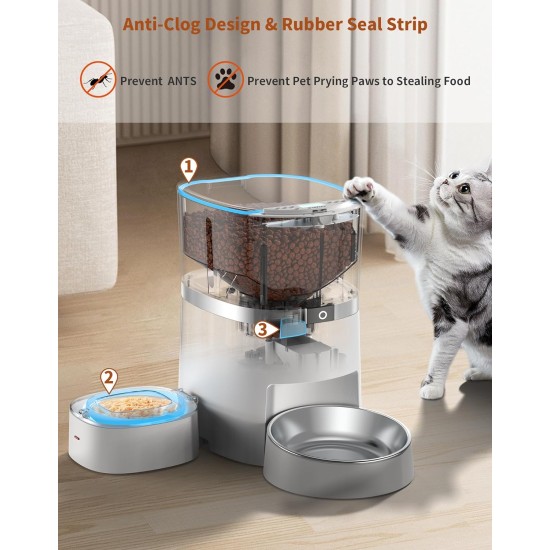 WellToBe Smart Automatic Cat & Dog Feeder WiFi Automatic Feeder for 2 Cats, Pet Feeder with Timer, Sound Recording Function, App Control, Portion, for 6 Meals a Day (Black) WellToBe Smart Automatic Cat & Dog Feeder WiFi Automatic Feeder for 2 Cats, Pet Feeder with Timer, Sound Recording Function, App Control, Portion, for 6 Meals a Day (Black)