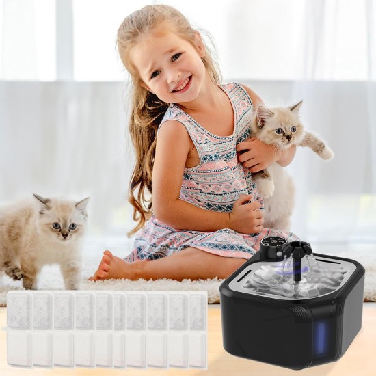 Wireless Drinking Fountain for Cats, 2.8 L Cat Fountain with Motion Sensor, Ultralise Cat Fountain, Wireless, Battery 3600 mAh, 3 Modes and 4 Filter Layers, Brushless Water Pump Wireless Drinking Fountain for Cats, 2.8 L Cat Fountain with Motion Sensor, Ultralise Cat Fountain, Wireless, Battery 3600 mAh, 3 Modes and 4 Filter Layers, Brushless Water Pump