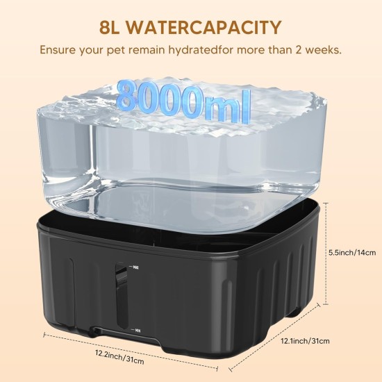 Wireless Drinking Fountain for Dogs, 8 L/270 oz Large Dog Fountain / Cat Fountain with Motion Sensor, Wireless Dog Drinking Fountain with Battery 5000 mAh, with Quiet Pump and Activated Wireless Drinking Fountain for Dogs, 8 L/270 oz Large Dog Fountain / Cat Fountain with Motion Sensor, Wireless Dog Drinking Fountain with Battery 5000 mAh, with Quiet Pump and Activated