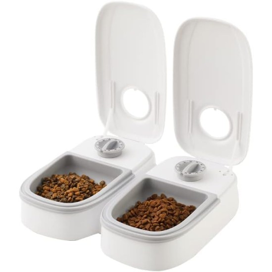 Wuudi Automatic Cat Feeder for 2 Meals Automatic Feeder Dogs, Pet Feeder Feeding Bowl with Timer Suitable for Dry Food, Wet Food for Small to Medium Pets Wuudi Automatic Cat Feeder for 2 Meals Automatic Feeder Dogs, Pet Feeder Feeding Bowl with Timer Suitable for Dry Food, Wet Food for Small to Medium Pets