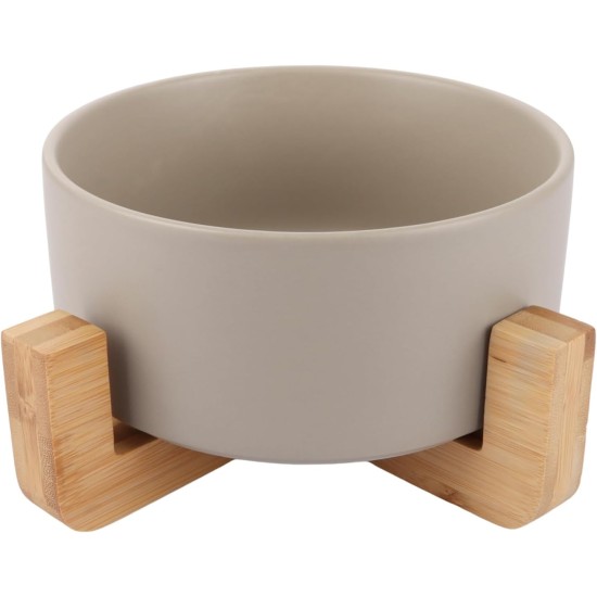 YAYODS Cat Feeding Bowl 850 ml - Dog Bowl Height with Bamboo Base - Ceramic Bowl Dog Bowl - Dishwasher Safe for Cats and Dogs (Grey) YAYODS Cat Feeding Bowl 850 ml - Dog Bowl Height with Bamboo Base - Ceramic Bowl Dog Bowl - Dishwasher Safe for Cats and Dogs (Grey)