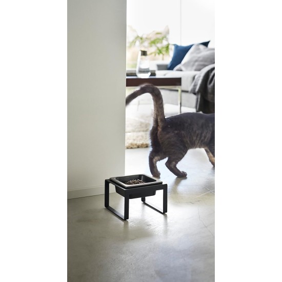 Yamazaki 5817 TOWER Single Bowl with Stand, Black, Steel/Ceramic, Minimalist, 15 x 15.5 x 10 cm Yamazaki 5817 TOWER Single Bowl with Stand, Black, Steel/Ceramic, Minimalist, 15 x 15.5 x 10 cm