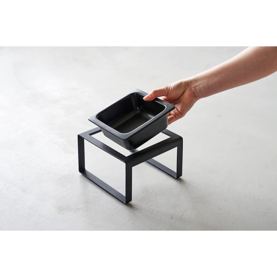 Yamazaki 5817 TOWER Single Bowl with Stand, Black, Steel/Ceramic, Minimalist, 15 x 15.5 x 10 cm Yamazaki 5817 TOWER Single Bowl with Stand, Black, Steel/Ceramic, Minimalist, 15 x 15.5 x 10 cm