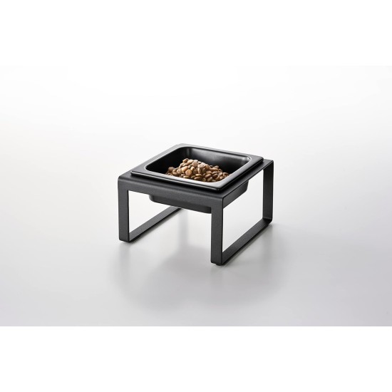 Yamazaki 5817 TOWER Single Bowl with Stand, Black, Steel/Ceramic, Minimalist, 15 x 15.5 x 10 cm Yamazaki 5817 TOWER Single Bowl with Stand, Black, Steel/Ceramic, Minimalist, 15 x 15.5 x 10 cm