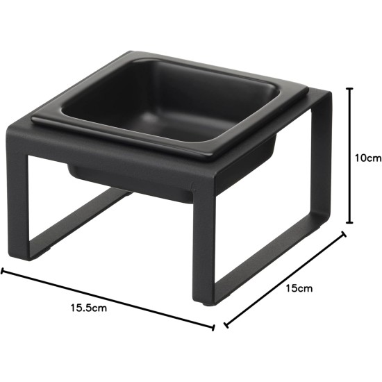 Yamazaki 5817 TOWER Single Bowl with Stand, Black, Steel/Ceramic, Minimalist, 15 x 15.5 x 10 cm Yamazaki 5817 TOWER Single Bowl with Stand, Black, Steel/Ceramic, Minimalist, 15 x 15.5 x 10 cm