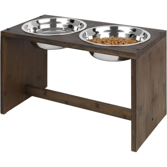 Yangbaga Raised Bamboo Dog Bowl, Feeding Station with Stainless Steel Bowl, Feeder for Dogs and Other Pets (Brown) Yangbaga Raised Bamboo Dog Bowl, Feeding Station with Stainless Steel Bowl, Feeder for Dogs and Other Pets (Brown)