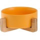 Yellow Ceramic Dog Bowl, Feeding Bowl for Dogs and Cats with Solid Wood Stand Yellow Ceramic Dog Bowl, Feeding Bowl for Dogs and Cats with Solid Wood Stand