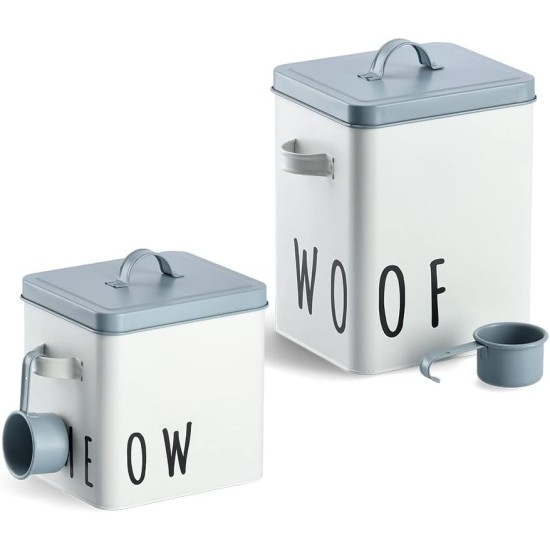 Zeller 19218 Woof Food Box Metal White / Blue Approx. 23.4 x 16.2 x 23.2/25.8 cm Zeller 19218 Woof Food Box Metal White / Blue Approx. 23.4 x 16.2 x 23.2/25.8 cm
