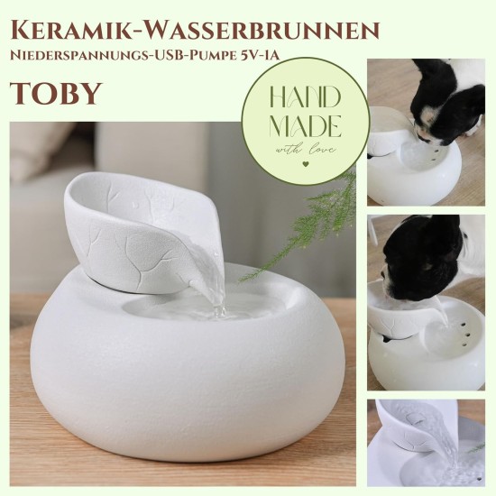 Zen'Light Toby Drinking Fountain for Cats and Dogs - Drinking Trough for Pets Made of Ceramic Enamel - Water Dispenser without Paint - Non-Toxic - Closed Water Cycle without Light - Height 18 cm Zen'Light Toby Drinking Fountain for Cats and Dogs - Drinking Trough for Pets Made of Ceramic Enamel - Water Dispenser without Paint - Non-Toxic - Closed Water Cycle without Light - Height 18 cm