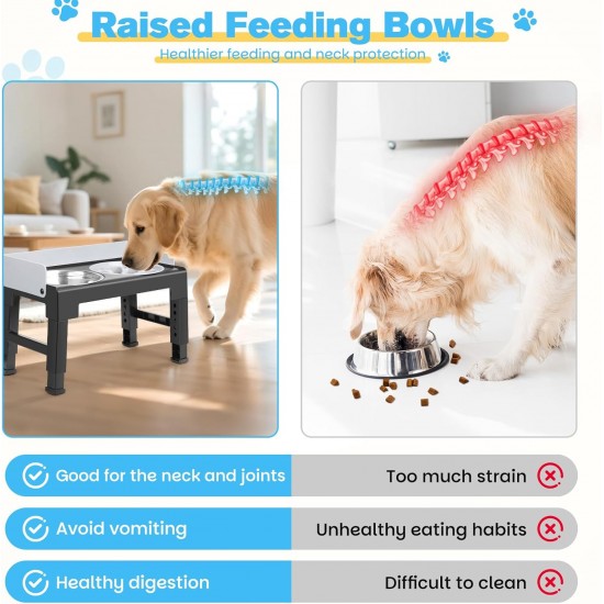 Zivacate Raised Dog Bowl, 6 Height Adjustable and Tilting, Feeding Station, 2 Stainless Steel Bowls, 1 Bowl for Slowing Eating, Non-Slip, Dog Feeding Station for Medium Large Dogs Zivacate Raised Dog Bowl, 6 Height Adjustable and Tilting, Feeding Station, 2 Stainless Steel Bowls, 1 Bowl for Slowing Eating, Non-Slip, Dog Feeding Station for Medium Large Dogs