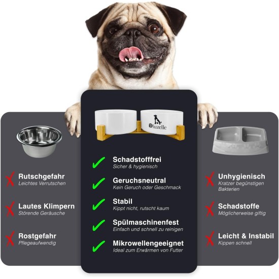 bluzelle Balance Bowl 2-in-1 Dog Bowl Set XXL, 2 x 850 ml Ceramic Bowls with Bamboo Wooden Frame, Non-Slip Feeding Bowl for Dogs and Cats, for Dry Food, Wet Food, Water (Marble, Pink) bluzelle Balance Bowl 2-in-1 Dog Bowl Set XXL, 2 x 850 ml Ceramic Bowls with Bamboo Wooden Frame, Non-Slip Feeding Bowl for Dogs and Cats, for Dry Food, Wet Food, Water (Marble, Pink)