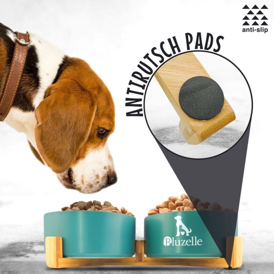 bluzelle Balance Bowl 2-in-1 Dog Bowl Set XXL, 2 x 850 ml Ceramic Bowls with Bamboo Wooden Frame, Non-Slip Feeding Bowl for Dogs and Cats, for Dry Food, Wet Food, Water (Marble, Pink) bluzelle Balance Bowl 2-in-1 Dog Bowl Set XXL, 2 x 850 ml Ceramic Bowls with Bamboo Wooden Frame, Non-Slip Feeding Bowl for Dogs and Cats, for Dry Food, Wet Food, Water (Marble, Pink)
