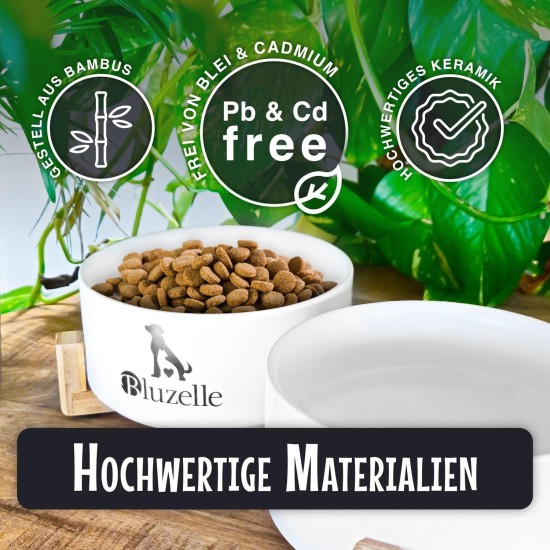 bluzelle Balance Bowl 2-in-1 Dog Bowl Set XXL, 2 x 850 ml Ceramic Bowls with Bamboo Wooden Frame, Non-Slip Feeding Bowl for Dogs and Cats, for Dry Food, Wet Food, Water (Marble, Pink) bluzelle Balance Bowl 2-in-1 Dog Bowl Set XXL, 2 x 850 ml Ceramic Bowls with Bamboo Wooden Frame, Non-Slip Feeding Bowl for Dogs and Cats, for Dry Food, Wet Food, Water (Marble, Pink)
