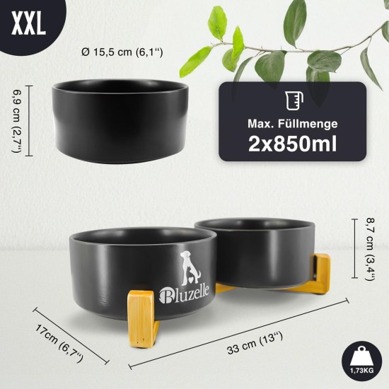 bluzelle Balance Bowl 2-in-1 Dog Bowl Set XXL, 2 x 850 ml Ceramic Bowls with Bamboo Wooden Frame, Non-Slip Feeding Bowl for Dogs and Cats, for Dry Food, Wet Food, Water (Marble, Pink) bluzelle Balance Bowl 2-in-1 Dog Bowl Set XXL, 2 x 850 ml Ceramic Bowls with Bamboo Wooden Frame, Non-Slip Feeding Bowl for Dogs and Cats, for Dry Food, Wet Food, Water (Marble, Pink)