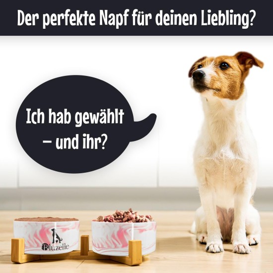 bluzelle Balance Bowl 2-in-1 Dog Bowl Set XXL, 2 x 850 ml Ceramic Bowls with Bamboo Wooden Frame, Non-Slip Feeding Bowl for Dogs and Cats, for Dry Food, Wet Food, Water (Marble, Pink) bluzelle Balance Bowl 2-in-1 Dog Bowl Set XXL, 2 x 850 ml Ceramic Bowls with Bamboo Wooden Frame, Non-Slip Feeding Bowl for Dogs and Cats, for Dry Food, Wet Food, Water (Marble, Pink)