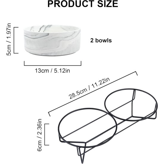 fanquare Set of 2 Dog Bowls Ceramic Double Feeding Bowls Ceramic Grey Marbling Dog Feeding Bowl Cats Feeding Bowl with Black Metal Frame 400 ml fanquare Set of 2 Dog Bowls Ceramic Double Feeding Bowls Ceramic Grey Marbling Dog Feeding Bowl Cats Feeding Bowl with Black Metal Frame 400 ml