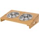 lionto Raised Bamboo Dog Bowl, 35 x 20 x 10 cm, Double Feeding Bowl for Dogs and Cats, 2 Dishwasher-Safe Stainless Steel Bowls Diameter 14 cm, Capacity per Bowl 250 ml, Non-Slip and Gentle on the lionto Raised Bamboo Dog Bowl, 35 x 20 x 10 cm, Double Feeding Bowl for Dogs and Cats, 2 Dishwasher-Safe Stainless Steel Bowls Diameter 14 cm, Capacity per Bowl 250 ml, Non-Slip and Gentle on the