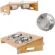 lionto Raised Bamboo Dog Bowl, 35 x 20 x 10 cm, Double Feeding Bowl for Dogs and Cats, 2 Dishwasher-Safe Stainless Steel Bowls Diameter 14 cm, Capacity per Bowl 250 ml, Non-Slip and Gentle on the lionto Raised Bamboo Dog Bowl, 35 x 20 x 10 cm, Double Feeding Bowl for Dogs and Cats, 2 Dishwasher-Safe Stainless Steel Bowls Diameter 14 cm, Capacity per Bowl 250 ml, Non-Slip and Gentle on the