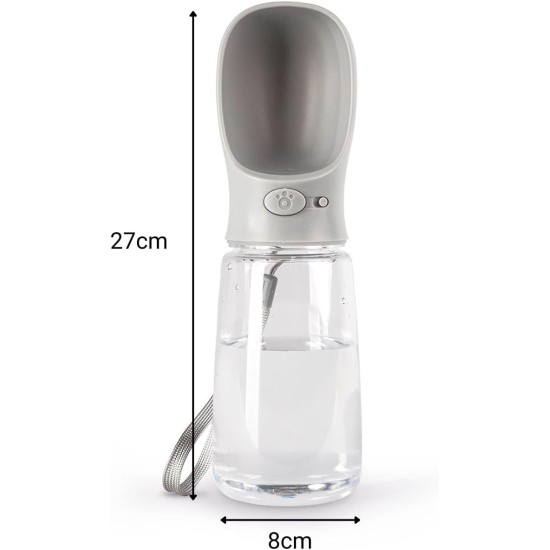 lionto Water Bottle for Dogs and Cats, 350 ml, Dog Drinking Bottle, Portable and Leak-Proof, Made of Food-Grade ABS Plastic with Locking, Dishwasher Safe, Perfect for Travel, Grey lionto Water Bottle for Dogs and Cats, 350 ml, Dog Drinking Bottle, Portable and Leak-Proof, Made of Food-Grade ABS Plastic with Locking, Dishwasher Safe, Perfect for Travel, Grey