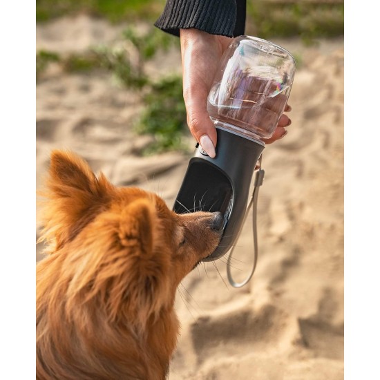 lionto Water Bottle for Dogs and Cats, 350 ml, Dog Drinking Bottle, Portable and Leak-Proof, Made of Food-Grade ABS Plastic with Locking, Dishwasher Safe, Perfect for Travel, Grey lionto Water Bottle for Dogs and Cats, 350 ml, Dog Drinking Bottle, Portable and Leak-Proof, Made of Food-Grade ABS Plastic with Locking, Dishwasher Safe, Perfect for Travel, Grey