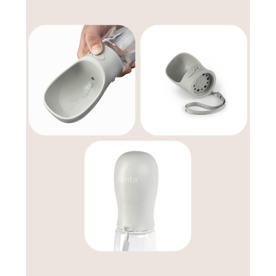 lionto Water Bottle for Dogs and Cats, 350 ml, Dog Drinking Bottle, Portable and Leak-Proof, Made of Food-Grade ABS Plastic with Locking, Dishwasher Safe, Perfect for Travel, Grey lionto Water Bottle for Dogs and Cats, 350 ml, Dog Drinking Bottle, Portable and Leak-Proof, Made of Food-Grade ABS Plastic with Locking, Dishwasher Safe, Perfect for Travel, Grey
