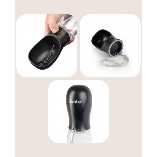 lionto Water Bottle for Dogs and Cats, 500 ml, Dog Drinking Bottle, Portable and Leak-Proof, Made of Food-Grade ABS Plastic with Locking, Dishwasher Safe, Perfect for Travel, Grey lionto Water Bottle for Dogs and Cats, 500 ml, Dog Drinking Bottle, Portable and Leak-Proof, Made of Food-Grade ABS Plastic with Locking, Dishwasher Safe, Perfect for Travel, Grey