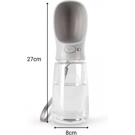 lionto Water Bottle for Dogs and Cats, 500 ml, Dog Drinking Bottle, Portable and Leak-Proof, Made of Food-Grade ABS Plastic with Locking, Dishwasher Safe, Perfect for Travel, Grey lionto Water Bottle for Dogs and Cats, 500 ml, Dog Drinking Bottle, Portable and Leak-Proof, Made of Food-Grade ABS Plastic with Locking, Dishwasher Safe, Perfect for Travel, Grey