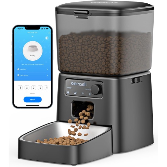 oneisall 3.5 L Automatic Cat Feeder, WiFi Intelligent Cat Food, App Control, 1-10 Meals a Day, Feeder for Cats/Dogs, with Stainless Steel Bowl oneisall 3.5 L Automatic Cat Feeder, WiFi Intelligent Cat Food, App Control, 1-10 Meals a Day, Feeder for Cats/Dogs, with Stainless Steel Bowl