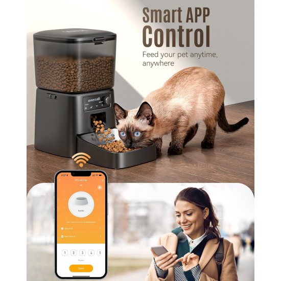 oneisall 3.5 L Automatic Cat Feeder, WiFi Intelligent Cat Food, App Control, 1-10 Meals a Day, Feeder for Cats/Dogs, with Stainless Steel Bowl oneisall 3.5 L Automatic Cat Feeder, WiFi Intelligent Cat Food, App Control, 1-10 Meals a Day, Feeder for Cats/Dogs, with Stainless Steel Bowl