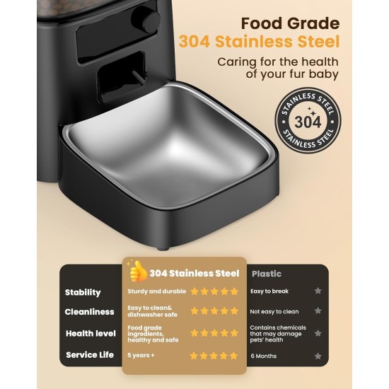 oneisall 3.5 L Automatic Cat Feeder, WiFi Intelligent Cat Food, App Control, 1-10 Meals a Day, Feeder for Cats/Dogs, with Stainless Steel Bowl oneisall 3.5 L Automatic Cat Feeder, WiFi Intelligent Cat Food, App Control, 1-10 Meals a Day, Feeder for Cats/Dogs, with Stainless Steel Bowl