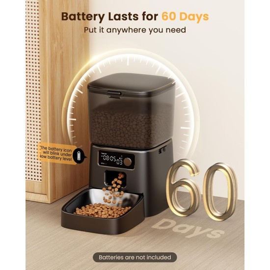 oneisall 3.5 L Automatic Cat Feeder, WiFi Intelligent Cat Food, App Control, 1-10 Meals a Day, Feeder for Cats/Dogs, with Stainless Steel Bowl oneisall 3.5 L Automatic Cat Feeder, WiFi Intelligent Cat Food, App Control, 1-10 Meals a Day, Feeder for Cats/Dogs, with Stainless Steel Bowl