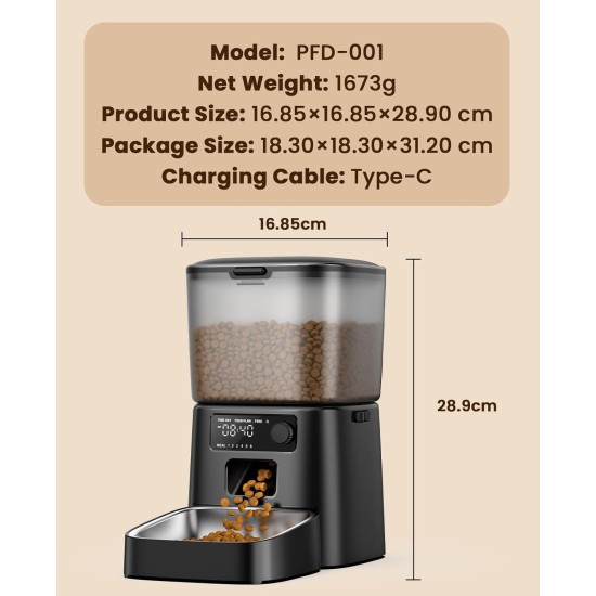 oneisall 3.5 L Automatic Cat Feeder, WiFi Intelligent Cat Food, App Control, 1-10 Meals a Day, Feeder for Cats/Dogs, with Stainless Steel Bowl oneisall 3.5 L Automatic Cat Feeder, WiFi Intelligent Cat Food, App Control, 1-10 Meals a Day, Feeder for Cats/Dogs, with Stainless Steel Bowl