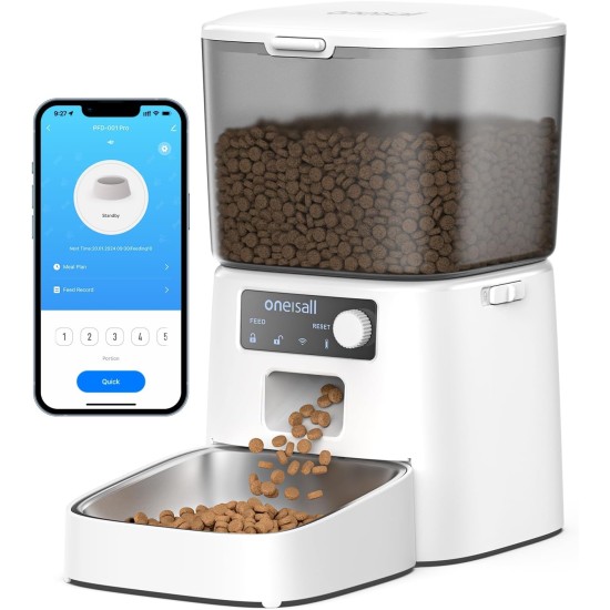 oneisall 3.5 L Automatic Cat Feeder, WiFi Intelligent Cat Food, App Control, 1-10 Meals a Day, Feeder for Cats/Dogs, with Stainless Steel Bowl oneisall 3.5 L Automatic Cat Feeder, WiFi Intelligent Cat Food, App Control, 1-10 Meals a Day, Feeder for Cats/Dogs, with Stainless Steel Bowl