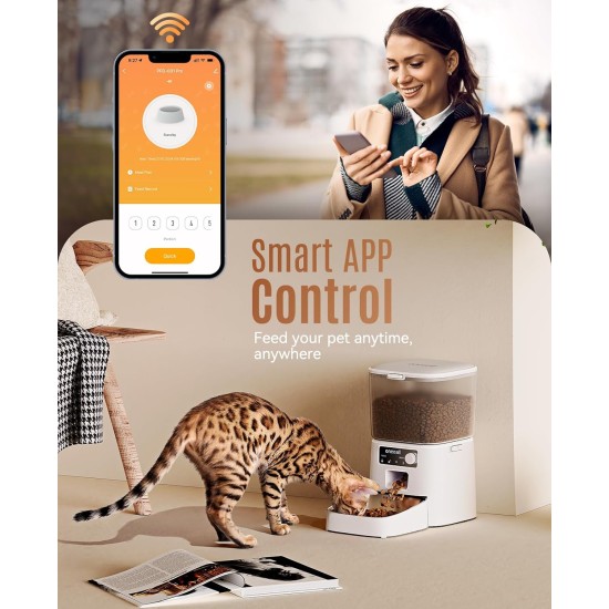 oneisall 3.5 L Automatic Cat Feeder, WiFi Intelligent Cat Food, App Control, 1-10 Meals a Day, Feeder for Cats/Dogs, with Stainless Steel Bowl oneisall 3.5 L Automatic Cat Feeder, WiFi Intelligent Cat Food, App Control, 1-10 Meals a Day, Feeder for Cats/Dogs, with Stainless Steel Bowl