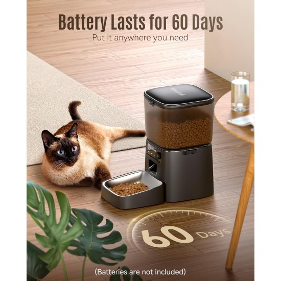 oneisall 3.5 L Automatic Cat Feeder, WiFi Intelligent Cat Food, App Control, 1-10 Meals a Day, Feeder for Cats/Dogs, with Stainless Steel Bowl oneisall 3.5 L Automatic Cat Feeder, WiFi Intelligent Cat Food, App Control, 1-10 Meals a Day, Feeder for Cats/Dogs, with Stainless Steel Bowl